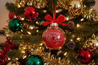 Celebrate their first Christmas with a beautiful personalised bauble featuring their name and year. A special keepsake to treasure for Christmases to come.